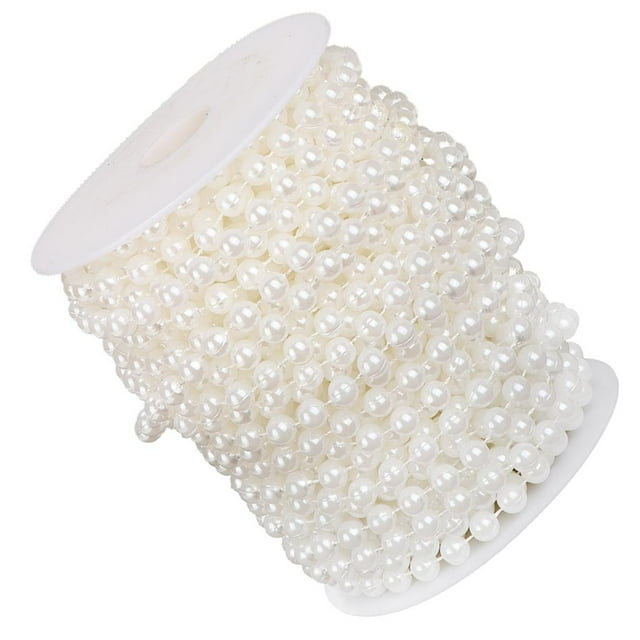 Guirnalda de hilos de perlas artificiales hechas a mano, carrete de cuentas, manualidades DIY Blanco
