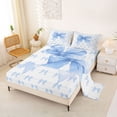 thumbnail image 2 of Erosebridal Cute Bowknot Full Size Sheets for Girls, Blue Ribbon Bed Sheets, 1 Flat Sheet, 1 Fitted Sheet and 2 Pillowcases, 2 of 5
