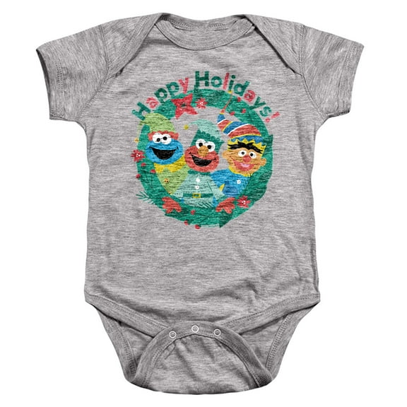 Sesame Street Happy Holiday Christmas Elves Unisex Infant Snap Suit for Baby, Athletic Heather, Large
