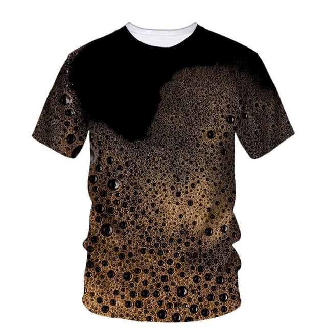 T-Shirt Tendance Mode Alternative de Rue à Manches Courtes Imprimé 3d Bière Hip Hop Décontracté Drôle Vêtements Amples