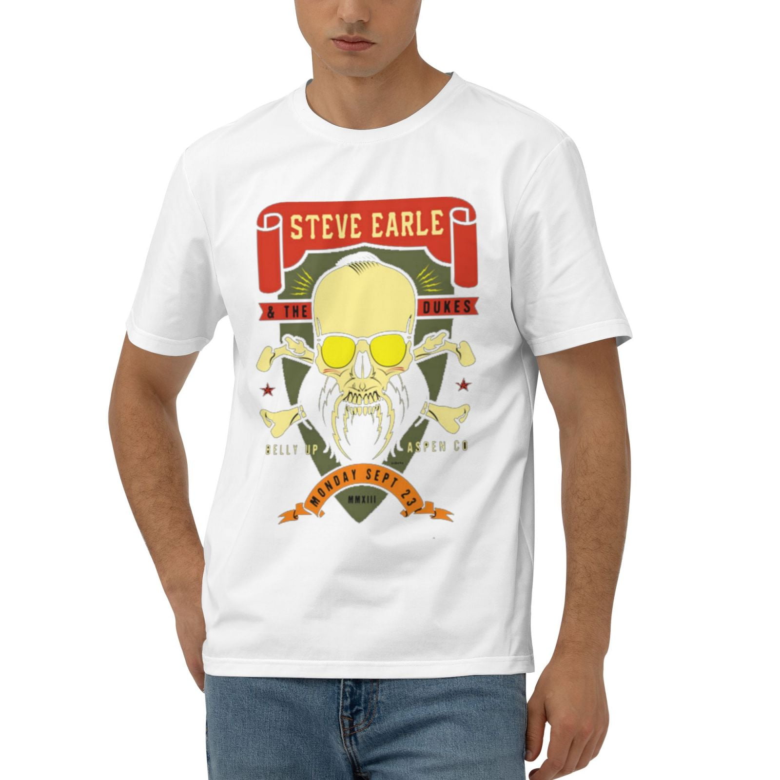 Mens Steve Earle Official Tee T Shirt Small White - Walmart.com