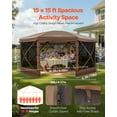 thumbnail image 2 of VEVOR Pop up Gazebo Screen Tent, 15 x 15 ft Large 8-Sided Camping Canopy Tent with Removable Top & Carry Bag, Quick-Set & Bite-Proof, Screen House Sun Shelter for 12-15 Persons Backyard Patio, Brown, 2 of 9