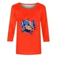 thumbnail image 5 of Dazajoo American Flag Shirts 4th of July Women Vintage USA Patriotic Shirt Summer Casual Round Neck 3/4 Sleeves T-Shirt Tops Blouse for Women 2024 Today Deals,Orange,S, 5 of 6