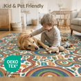 thumbnail image 4 of ODIKA 8'x10' Washable Area Rug Durable, Non-Slip Alphabet Abc Journey Through Squares Wildlife Botanical Classroom for Living Room, Under Sectional, Family, 4 of 7