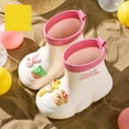 thumbnail image 4 of XIMIN Roller Rubber Easy on Rain Boots for Toddler Baby Girls Cartoon Giraffe Bear Pattern Waterproof Booties Mid Length Non Slip Winter Spring Fashion Cute Shoes, 4 of 4