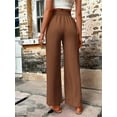 thumbnail image 6 of Sexy Dance Pants for Women Elastic Waist Straight Wide Leg Palazzo Pant Casual Soft Bottoms Lounge Trousers with Pockets Dark Brown 2XL, 6 of 9