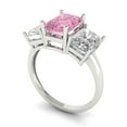 thumbnail image 2 of 4ct Emerald Cut Pink Crystal 18k White Gold Engraving Statement Bridal Wedding Three-Stone Designer Ring Size 7, 2 of 5