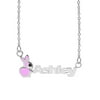 Personalized Children's Name Necklace with Pink or White Enamel on Bunny Motif