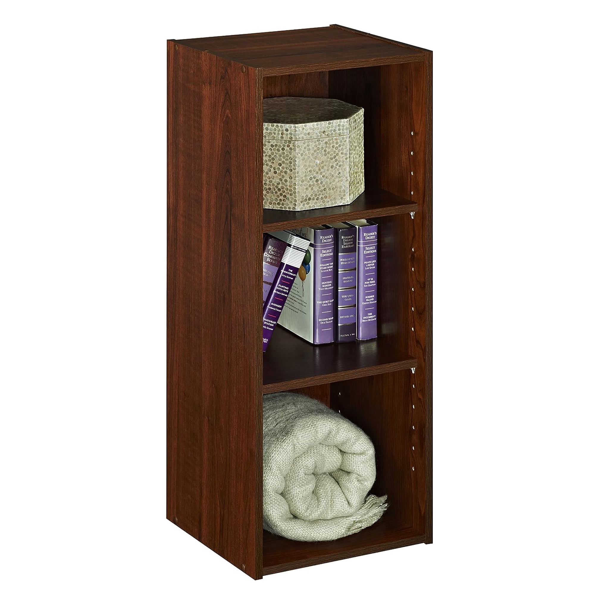 ClosetMaid 3 Tier Storage Organizer w/ 2 Adjustable Shelves, Dark Cherry