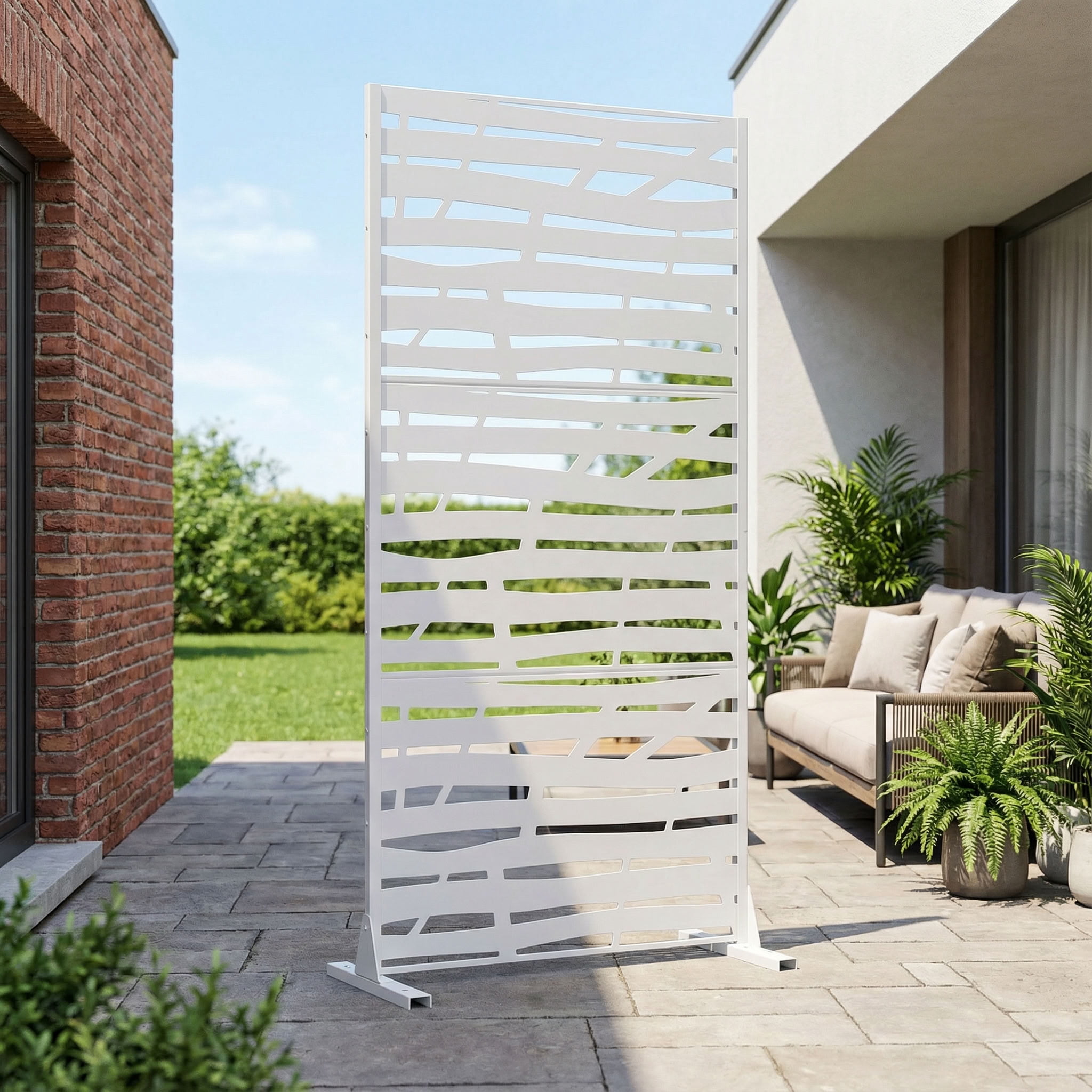MAYEERTY 72*47in Outdoor Privacy Screen, Heavy Duty Metal Privacy Panel, Spa Area Privacy Divider for Patio, Balcony