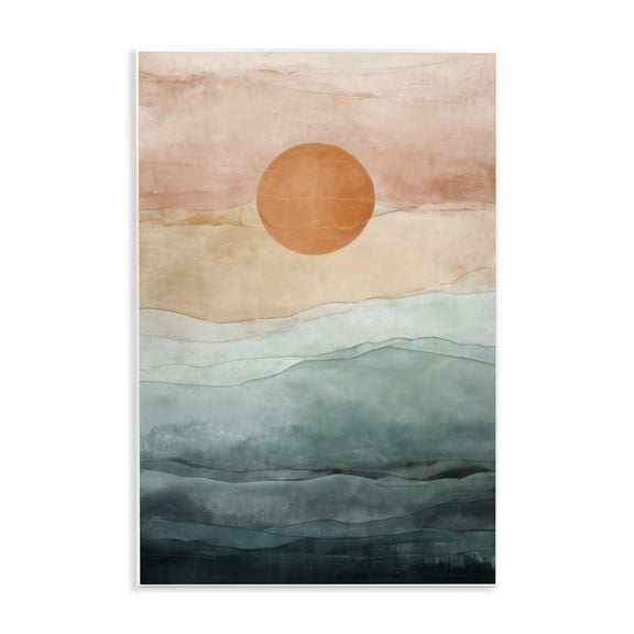Stupell Industries Crimson Orb Landscape Landscape Painting Unframed Art Print Wall Art, 10 x 15