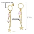 thumbnail image 3 of Vintage Rose Quartz Chain Dew Drop & Star Gold Over .925 Silver Dangle Earrings, 3 of 5