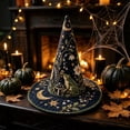 thumbnail image 3 of Kojanyu Halloween Flower Quilted Art Hat, Embroidered Polyester Witch Hat 16.9x11.8in for Costume and Holiday Decoration., 3 of 6