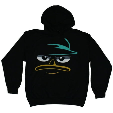 Phineas And Ferb Mens Hoodie- Agent P Perry Face In Shadow Image (Large, Large)