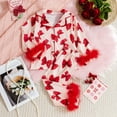 thumbnail image 2 of Xmyrz Valentine's Day Pajama Sets For Girl 2 Piece Basic Recreation Baggy Soft Sweet Bow Knot Print Long Sleeve Pants Set Pj Sleepwear Outfit Sets, 2 of 7