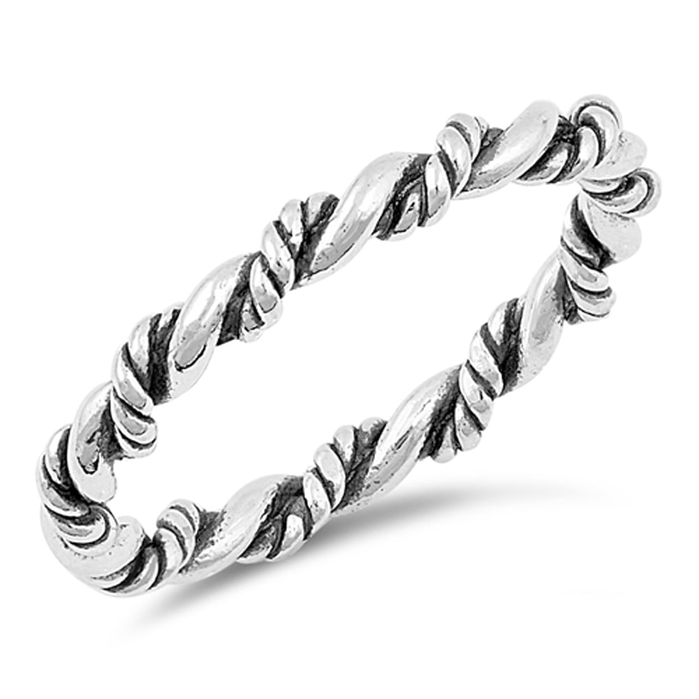 Twisted Rope Eternity Stackable Thumb Ring - .925 Sterling Silver Band (Sizes 5-10)