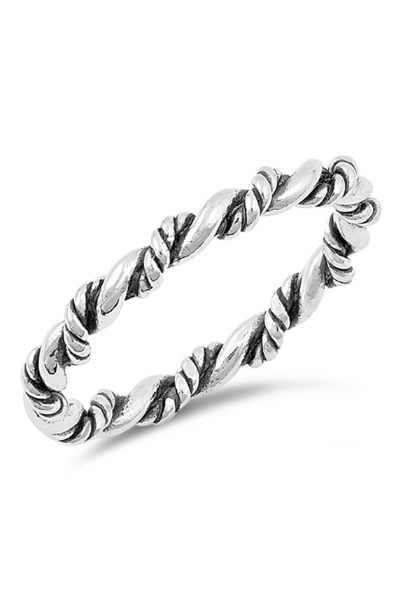 Oxidized Rope Twist Stackable Knot Ring .925 Sterling Silver Band Jewelry Female Male Unisex Size 10