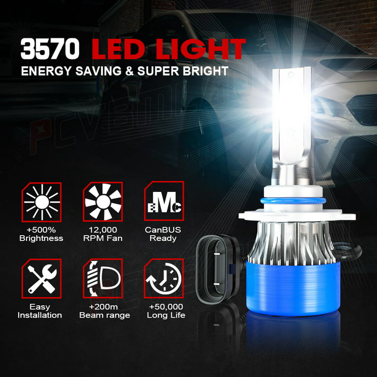 4 Sided 9005/HB3/H10/9145 LED Headlight Bulbs, Pack of 2