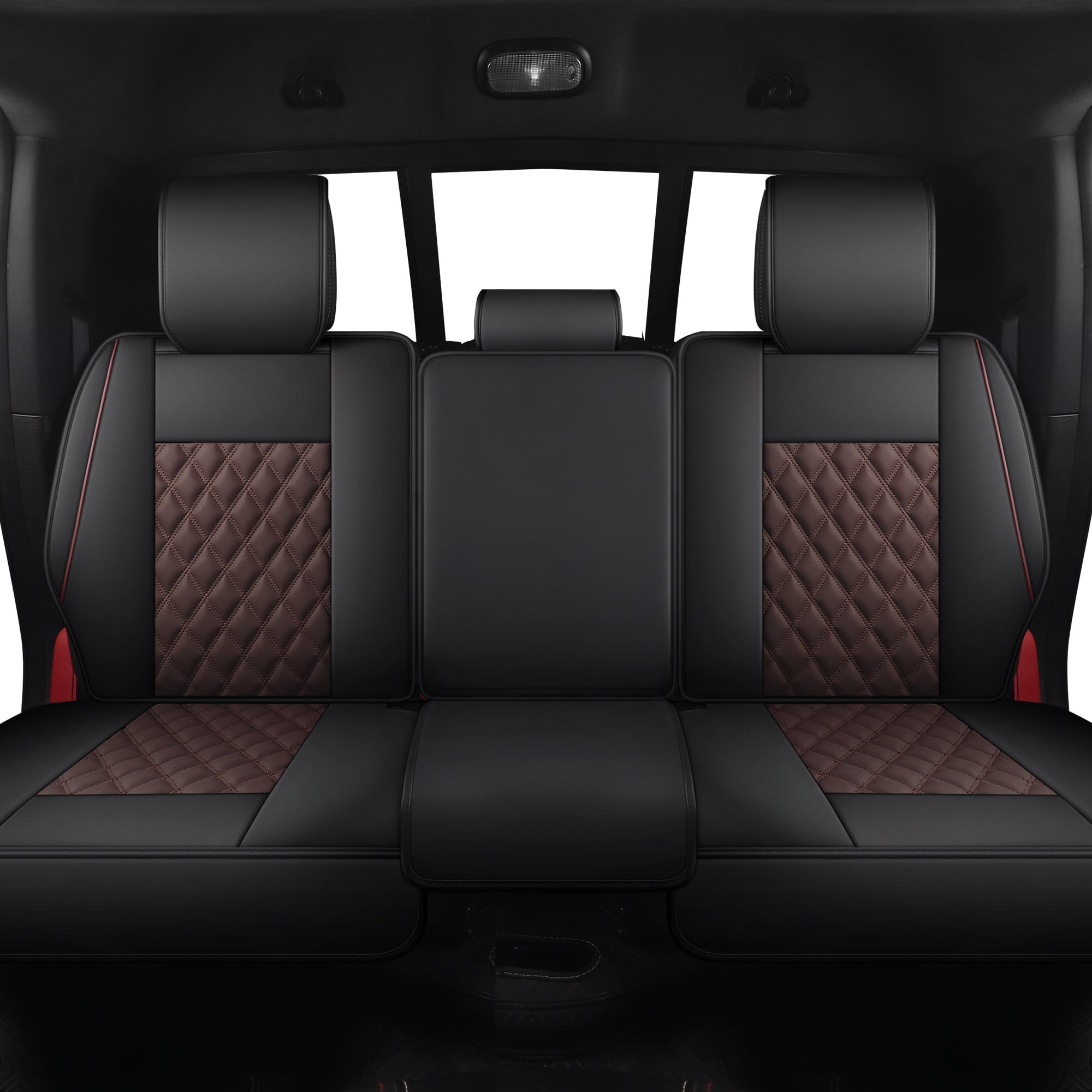 JOJOBAY Car Seat Covers for Dodge Ram,Fit 2009-2026 1500/2500/3500 HD Pick-up Truck,Crew,Regular,Quad,Mega Cab,Waterproof Synthetic Leather Seat Covers(5PCS-Full Set,Black-Brown)
