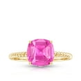 thumbnail image 4 of Rosec Jewels Created Pink Sapphire Solitaire Ring with Diamond for Women - 8 mm - AAAA Grade, 14K Yellow Gold, US 4.50, 4 of 9