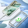 thumbnail image 3 of Marble Floral Pattern Case for Samsung Galaxy S23, Soft Silicone Shockproof Clear Bumper Slim Fit Cover with Screen Protector MagSafe Wireless Charging Lens Protection Case,Green Marble, 3 of 8