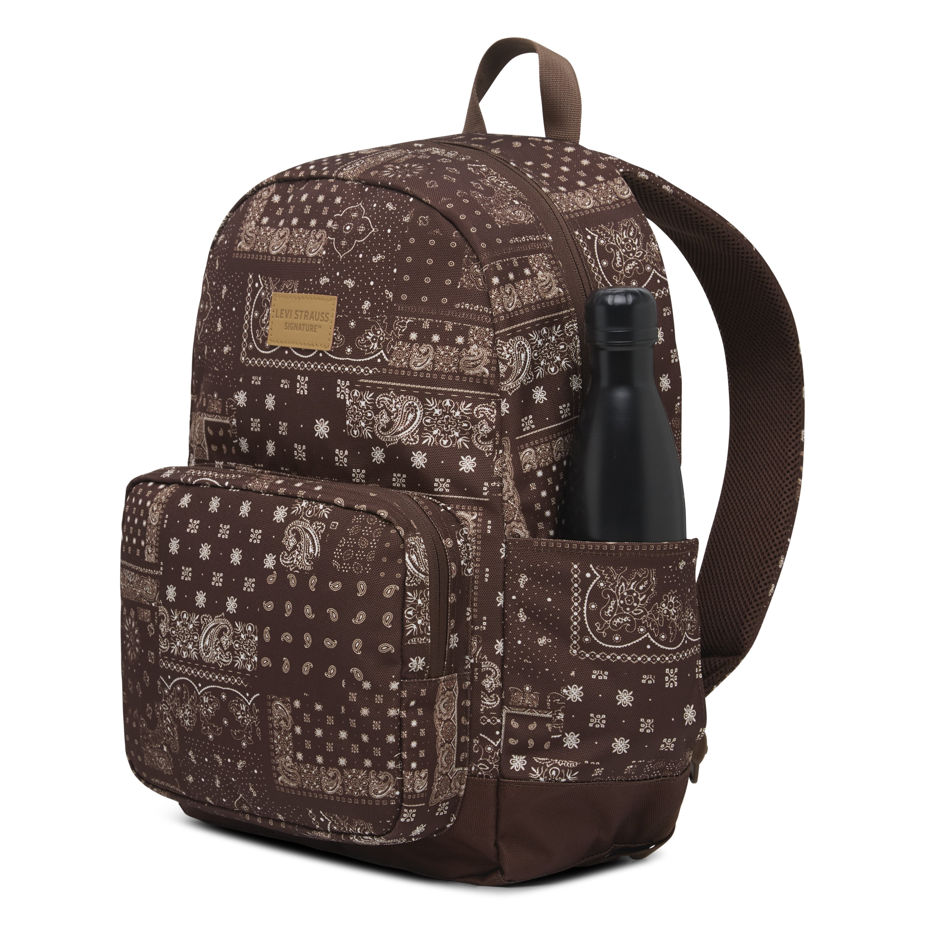 Levi Strauss Signature Unisex 17.5" Adult Single Pocket Backpack, Brown Bandana