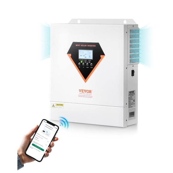VEVOR Hybrid Solar Inverter, 3000W, All in One Pure Sine Wave Power Inverter Charger, 24V DC to 110/120V AC, with Built-in 100A MPPT Solar Controller, for off-Grid System Lead Acid Lithium Battery