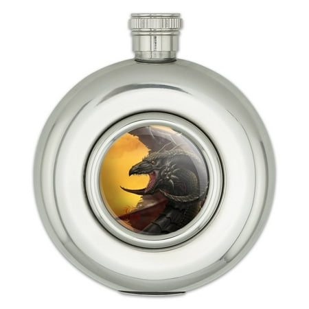 

Black Winged Dragon Fantasy Round Stainless Steel 5oz Hip Drink Flask