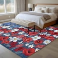 thumbnail image 4 of 4th of July Floral Area Rugs 6'x9', Washable Small Throw Rugs for Kitchen Dining room, Blue Red Poppy Patriotic Rustic Indoor Outdoor Rug Non-Slip Low Pile Carpet Runner Reversible Floor Mats, 4 of 8