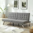 thumbnail image 7 of EBQOSK Sofa Bed with Armrest Two Holders Wood Frame, Stainless Leg, Futon Fabric Gray 1, 7 of 7