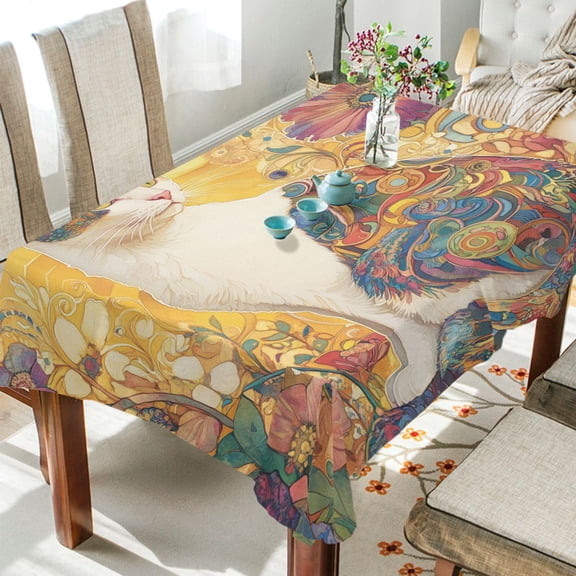 BZSMCE Square Tablecloth The Colorful Cat Pattern Tableclothes