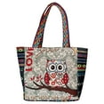 thumbnail image 2 of Traditional Women Tote Bag, Travel Bag, Handmade Casual Handbags for Outdoor , Beige Owl F-Beige Owl, 2 of 8