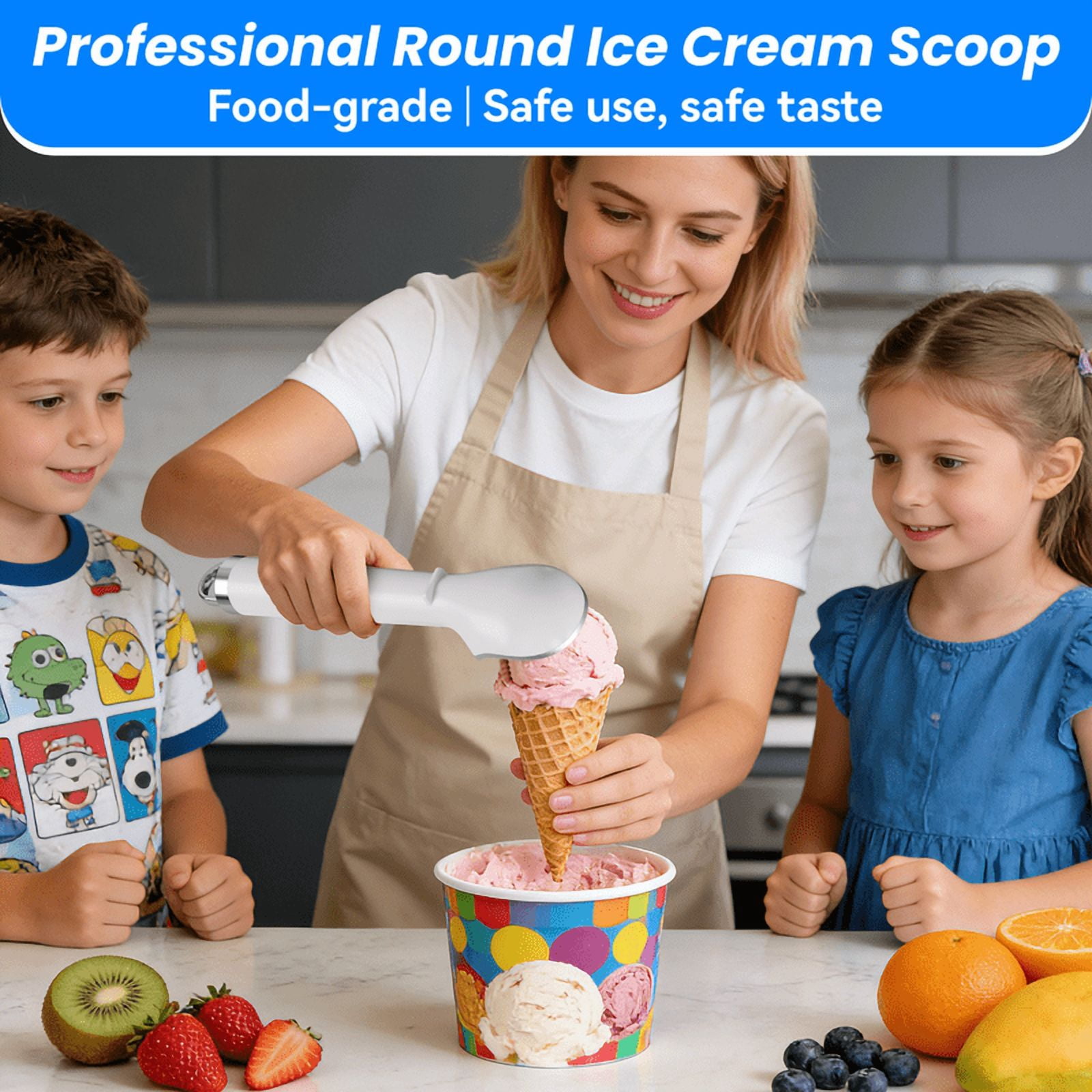 Netraty 7 inch Heated Ice Cream Scoop Rechargeable, Electric Warming Ice Cream Scooper with LED Display, Heats to 158°F for Hard Ice Cream, Easy for Seniors & Kids