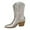 Silver, variant on YOUSNH Solid Color Silver Fashion Women Mid Calf Boots Pointed Toe High Heel Square Heel Tassel Boots Women's Boots Silver 6.5