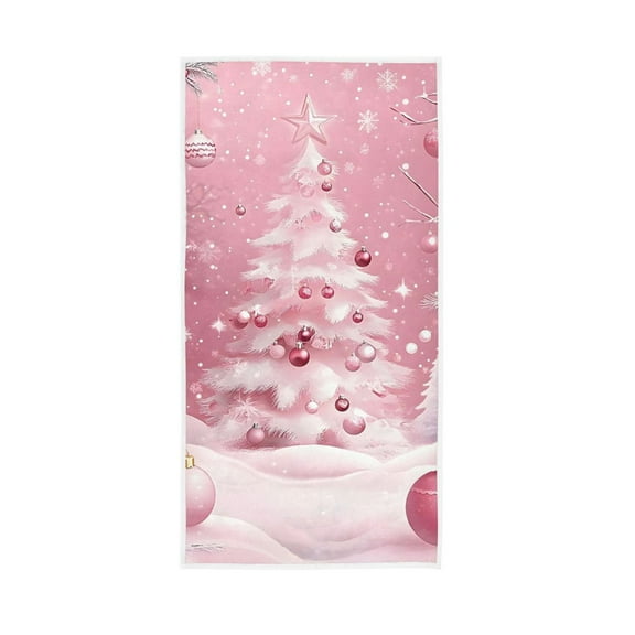 Pink Christmas Tree in Winter Face Towel Absorbent Hand Towels Bath Sport Gym