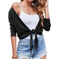 thumbnail image 2 of Womens Sheer Tie Knot Bolero Cardigan Summer Long Sleeve Lightweight Open Front Cover Up Crop Tops, 2 of 6