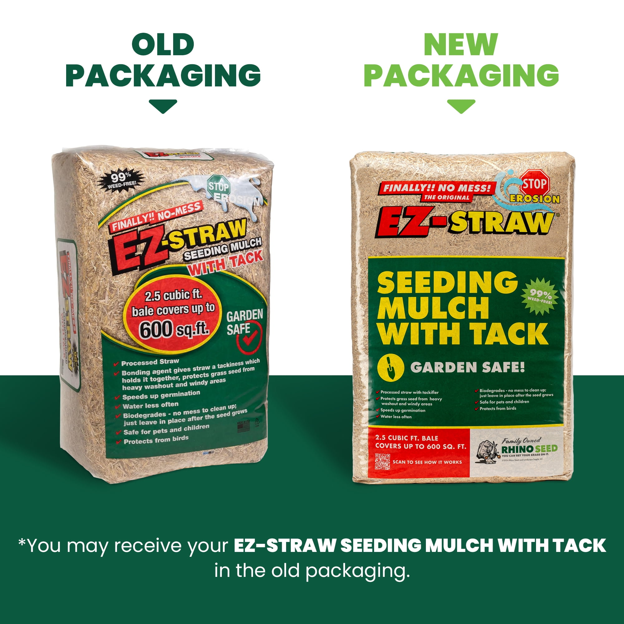 EZ-Straw Seeding Mulch with Tackifier - Biodegradable Processed Straw - 2.5 CU FT Bale (Covers up to 600 sq. ft.)