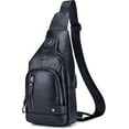 thumbnail image 1 of BULLCAPTAIN Bolso Bandolera de Cuero Casual para Hombre, Negro, 1 of 10