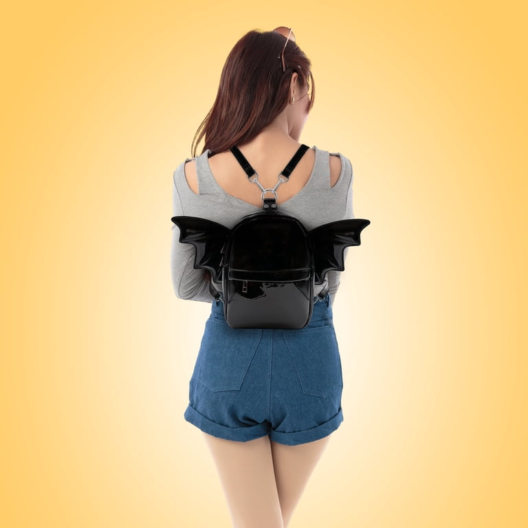 Women Fashion Mini Backpack Detachable Bat Angel Wing 