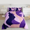thumbnail image 2 of jejeloiu Geometric Stripes Pattern Full Size Comforter Sets,Purple Wave Line Bedding Sets For Men Women Reversible 3-Piece, 2 of 8