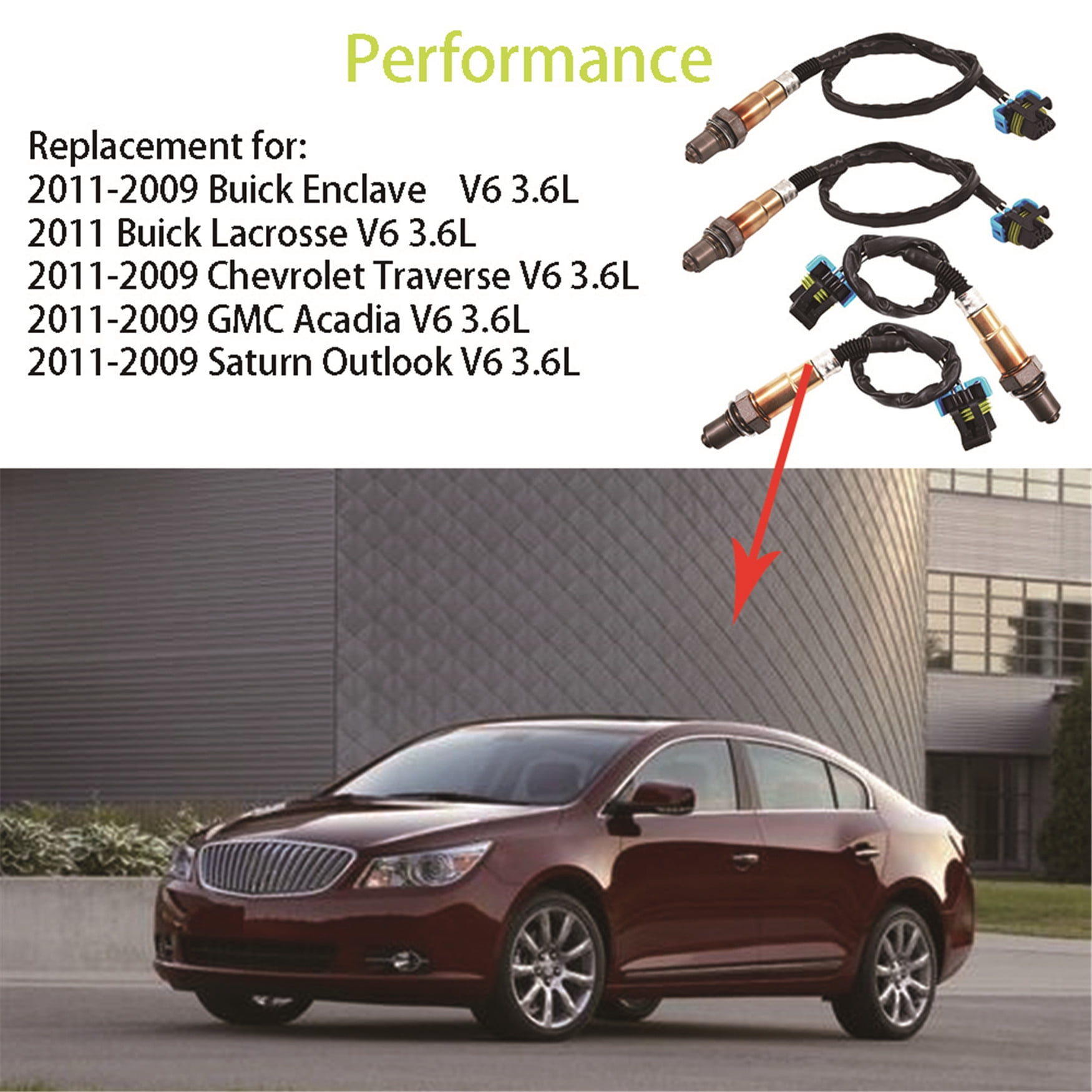 LABLT 4Pcs O2 Oxygen Sensor for 2011-2009 Chevrolet Traverse GMC Acadia Enclave V6-3.6L