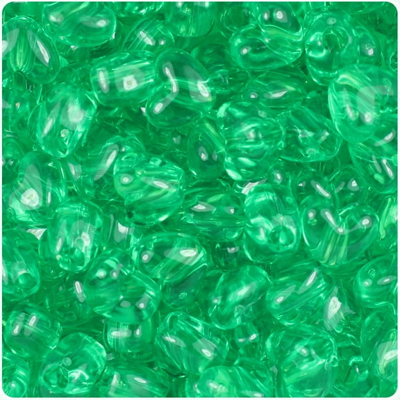 BeadTin Mint Transparent 12mm Heart Pony Beads (250pcs)