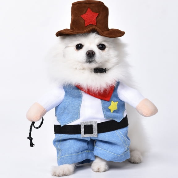 Shadoumai Dog Costume Clothes, Funny Dog Cowboy Costume with Hat, Soft Breathable Chucky, Cute Clothes for Halloween Cosplay Party, S