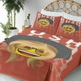 thumbnail image 3 of Ambesonne Hipster Emoji Fitted & Top Sheet Set with Shams, Rush Word Happu Lady, Dark Coral White Mustard, 3 of 5