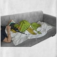 thumbnail image 6 of Dragon Soft Flannel Fleece Throw Blanket, Funny Cartoon Style Character in Sunglasses Childish Summer Vibes, Cozy Plush for Indoor and Outdoor Use, 60" x 80", Apple Green Multicolor, by Ambesonne, 6 of 6