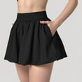 thumbnail image 4 of Women's High Waist Pleated Mini Skirt with Wide Waistband and Side Pockets - Medium, Black, 4 of 7