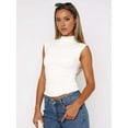 thumbnail image 2 of Women'S Going Out Basic Tank Tops Mock Neck Spring Clothes Sleeveless Cute Shirts Summer Y2K Outfits White M, 2 of 6