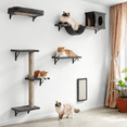 thumbnail image 2 of Cat Wall Shelves Perches Set, DOMIPET 5 in 1 Wall Furniture, Sleeping Playing Lounging Climbing Wall-mounted Cat Tree House for Multiple Cats, 2 of 9