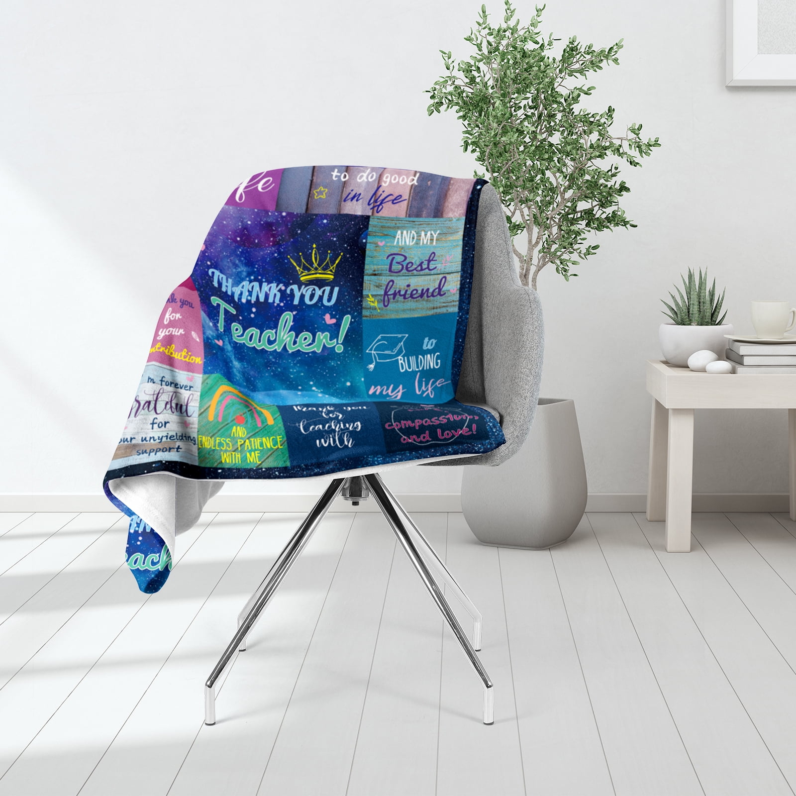 KAAYEE Teacher Appreciation Gifts,Funny Teacher's Day Gifts for Women Men,Best Teacher Gifts from Student Blanket for Graduation Birthday Back to School,Blue,60X50"
