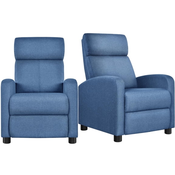 Alden Design Modern Adjustable Fabric Recliner with Footrest, Set of 2, Blue